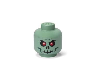 Tárolódoboz, fej, kicsi, LEGO, Green Skeleton